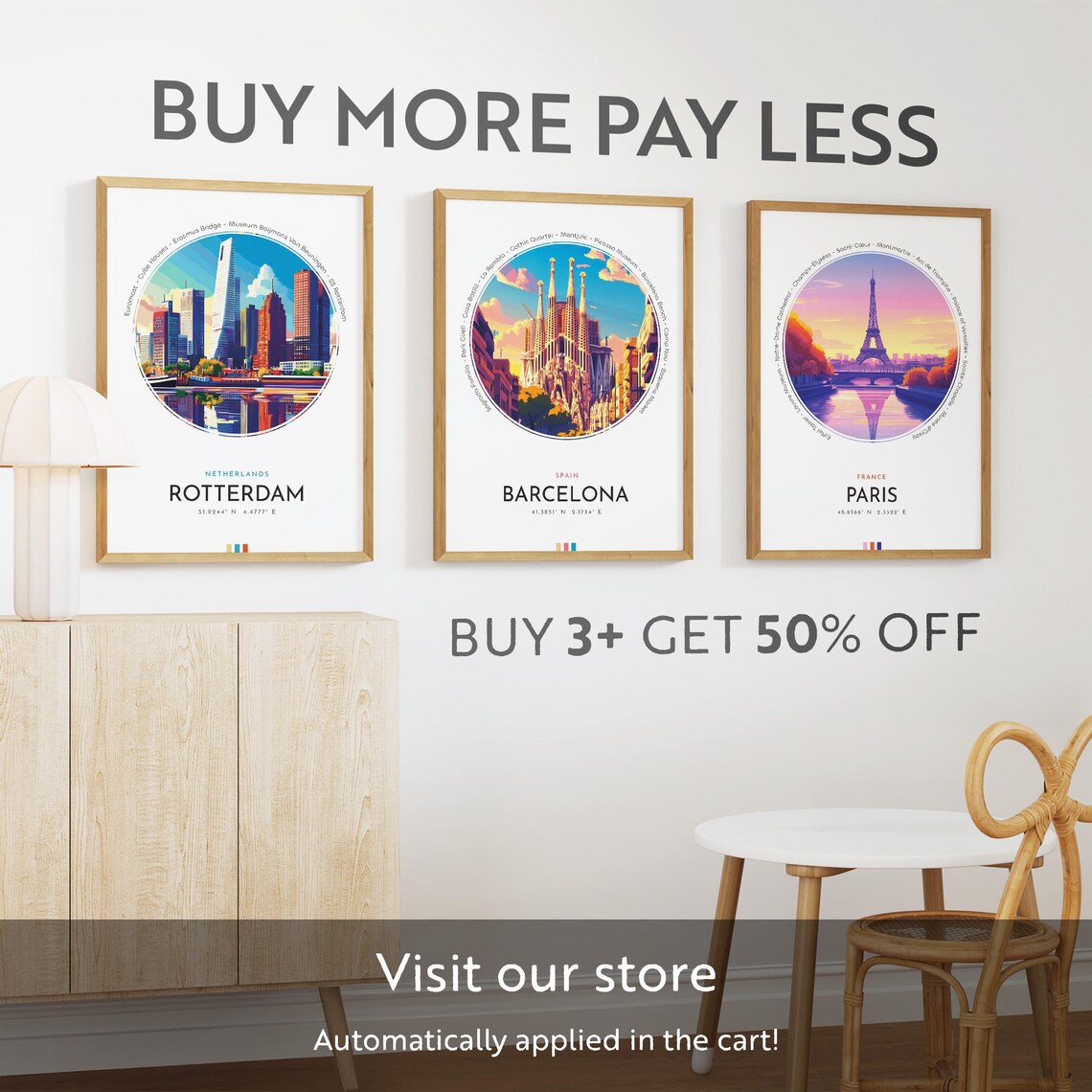 Rotterdam Netherlands Modern Skyline Cityscape Travel Poster - Image 3