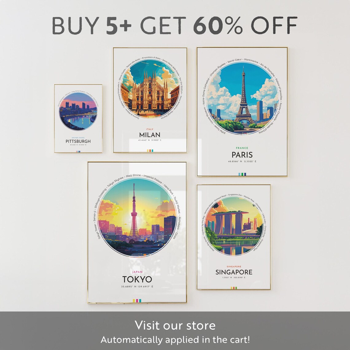 Pittsburgh Pennsylvania Rivers Skyline Dusk Vintage Travel Poster - Image 2