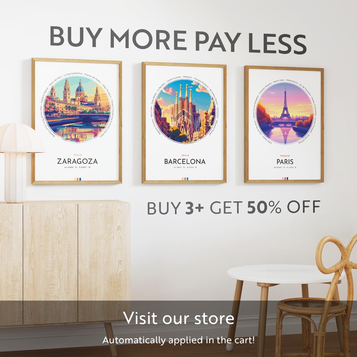 Zaragoza Spain Basilica Del Pilar Riverside Sunset Travel Poster - Image 2