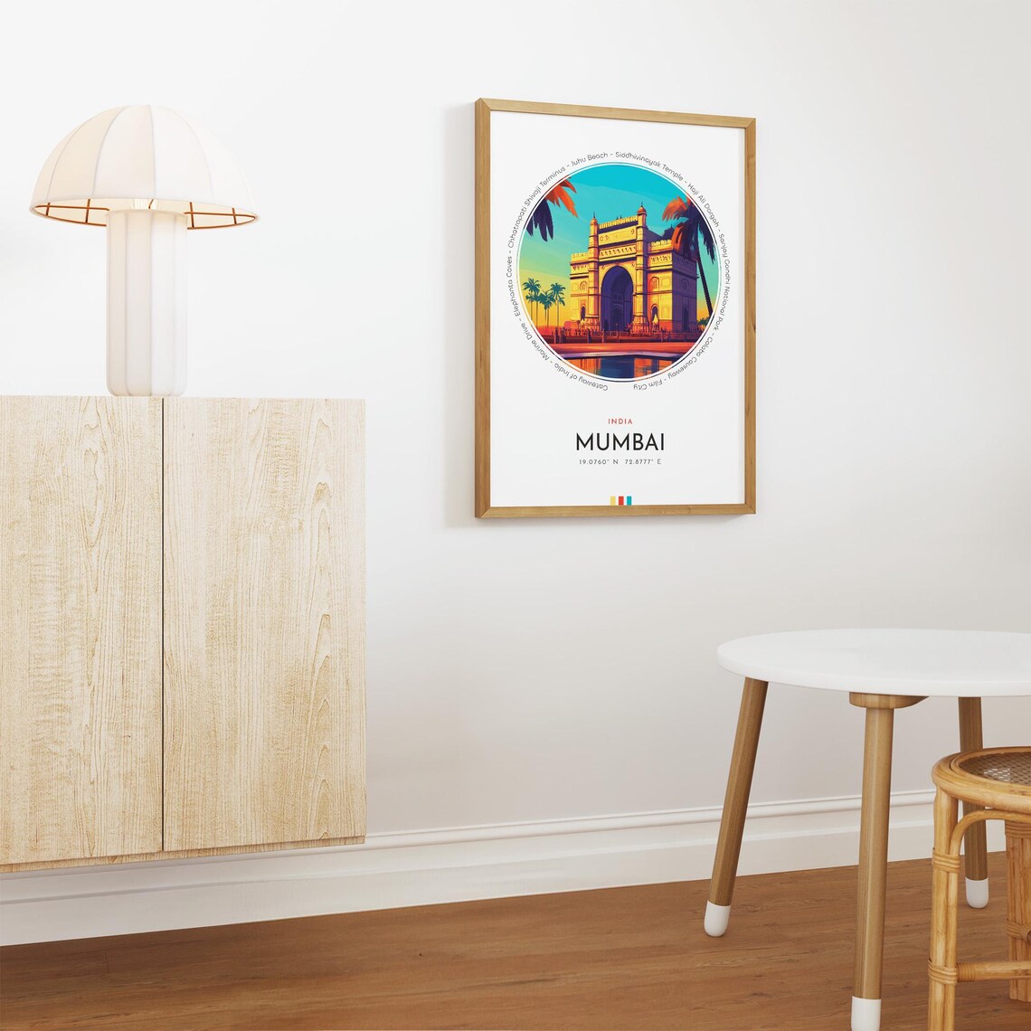 Mumbai India Gateway of India Arch Palm Trees Sunset Travel Poster - Image 3