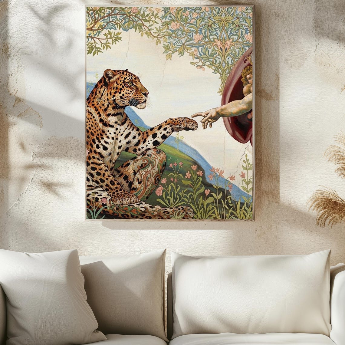 Creation of Leopard Renaissance Parody Surreal Botanical Wall Art