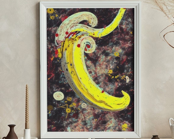 Abstract Banana Print Like Jackson Pollock Artwork Print At Home Wall Art Wall Art Print Instant Art