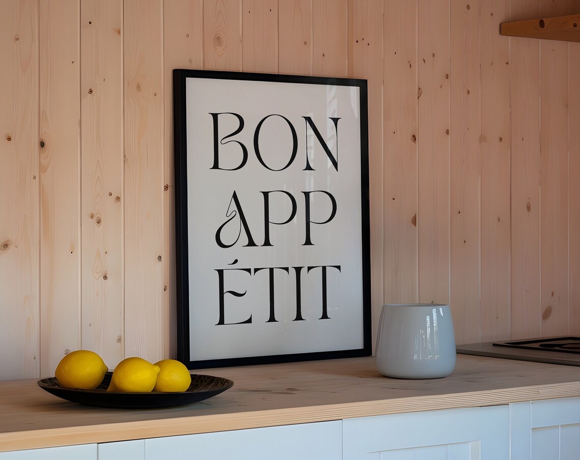 Bon Appetit Kitchen Wall Art, Minimal Modern Decor