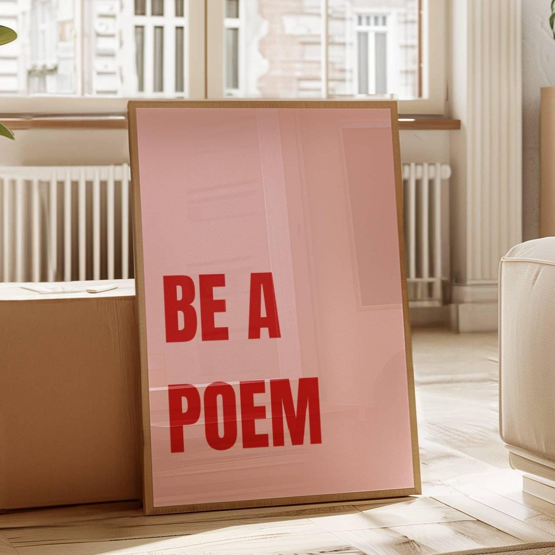 Be a Poem Bold Red Typography on Pink Motivational Quote Poster - Image 3