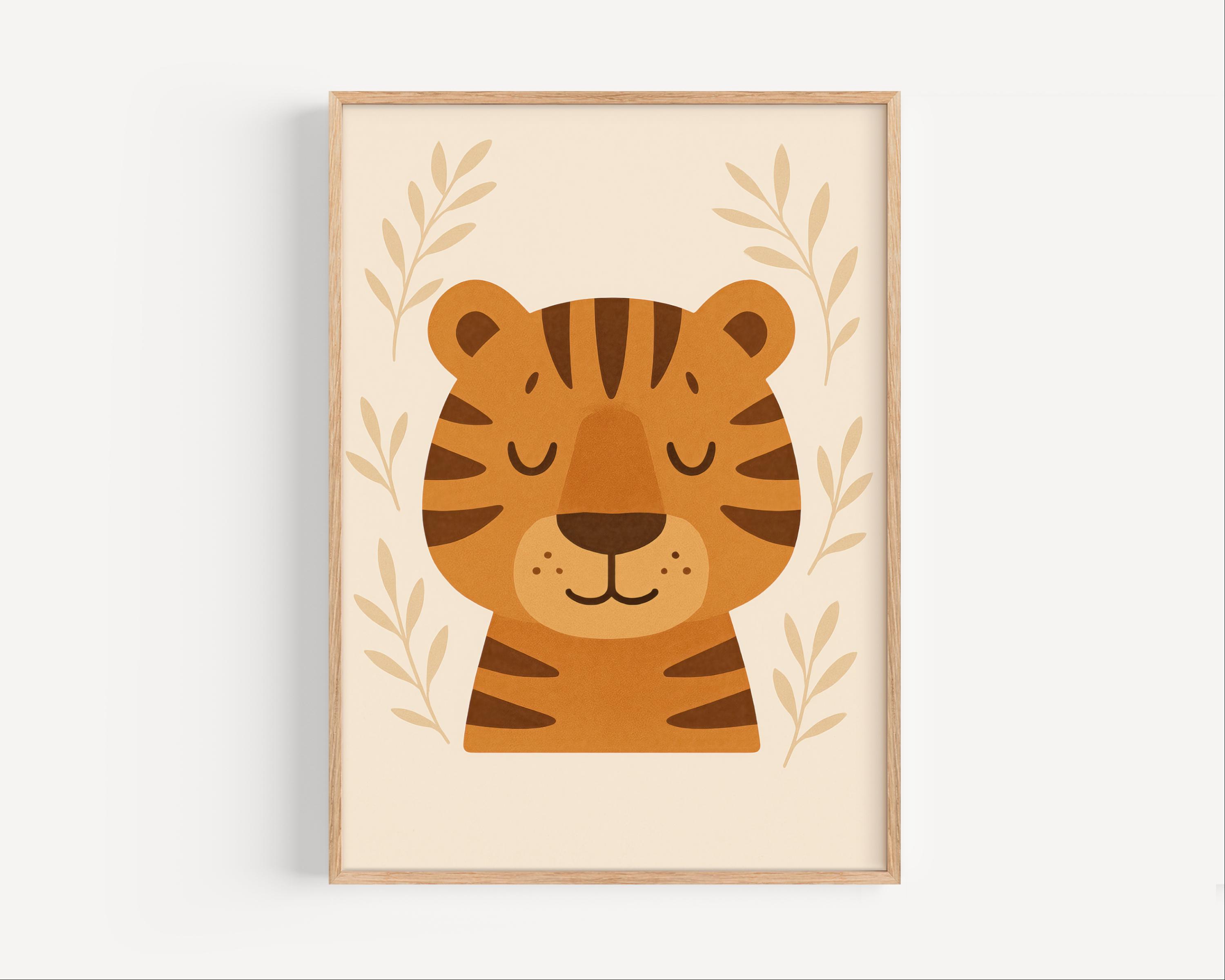 Tiger Nursery Wall Art Jungle Animal Poster For Baby Room Decor Safari Kids Playroom Print