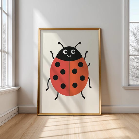 Ladybug Wall Art Natureinspired Nursery Decor Bug Illustration For Kids Room Cute Insect Poster Print