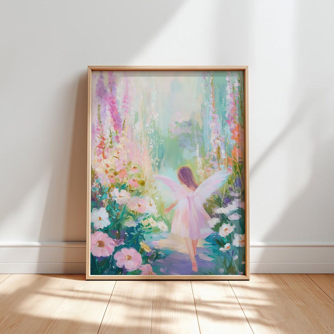 Pastel Fairy In Flower Garden Whimsical Girls Room Art Poster