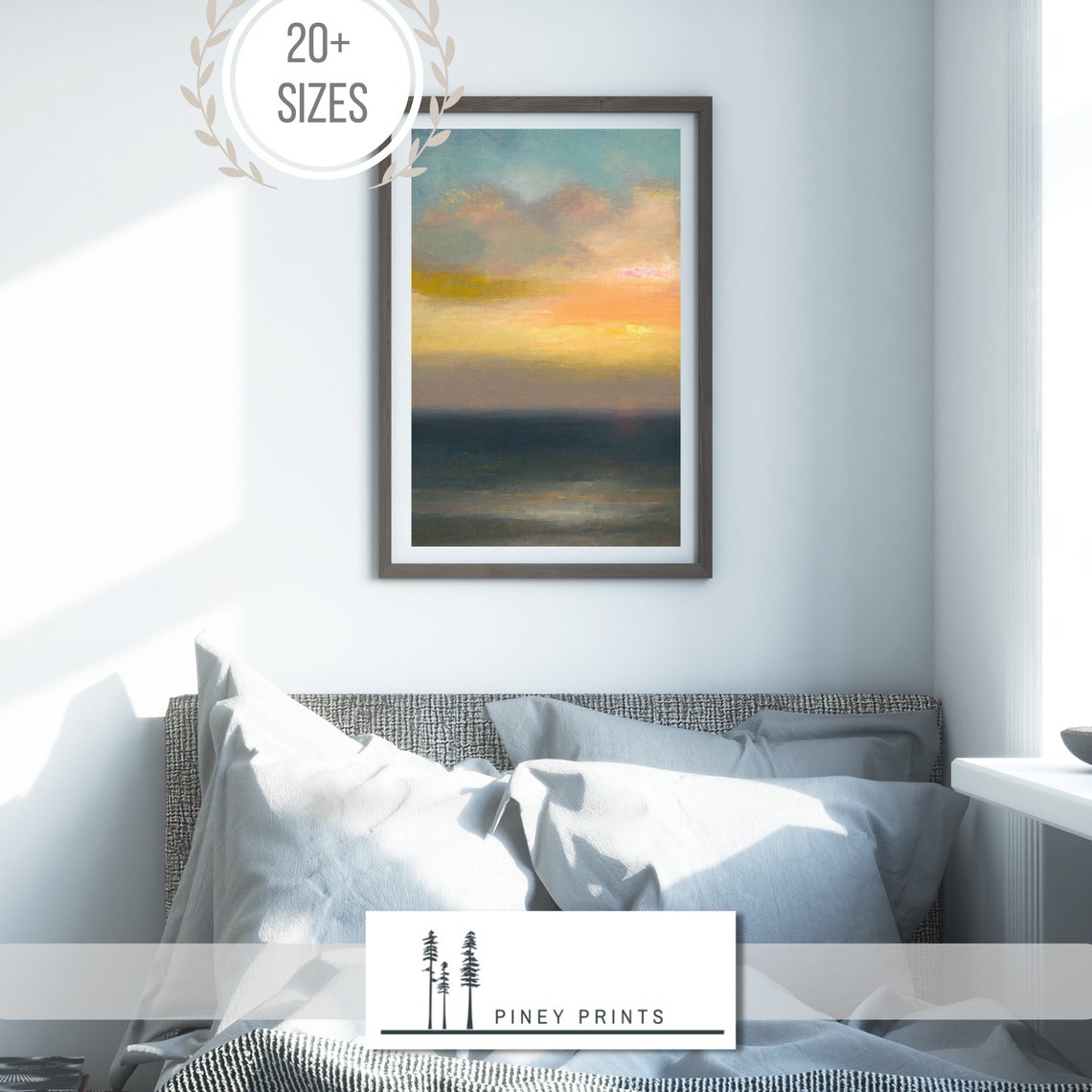 Abstract Ocean Sunset Painting Pastel Sky Seascape Art Poster - Image 3