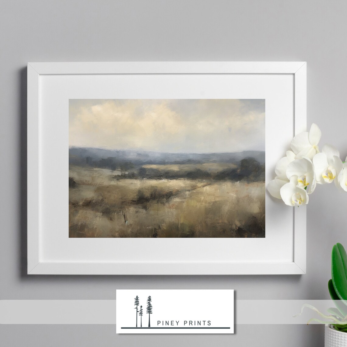 Impressionist Abstract Mountain Landscape Painting Wall Art Instant Neutral Mountain Art Western Decor Rustic Landscape
