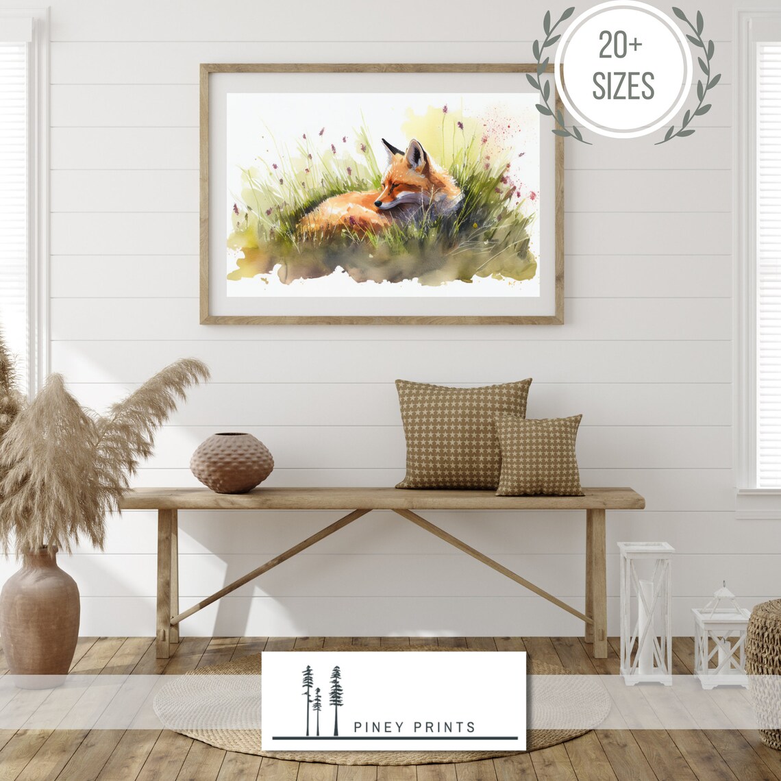 Sleeping Fox In Meadow Watercolor Painting Woodland Animal Nursery Print - Image 2