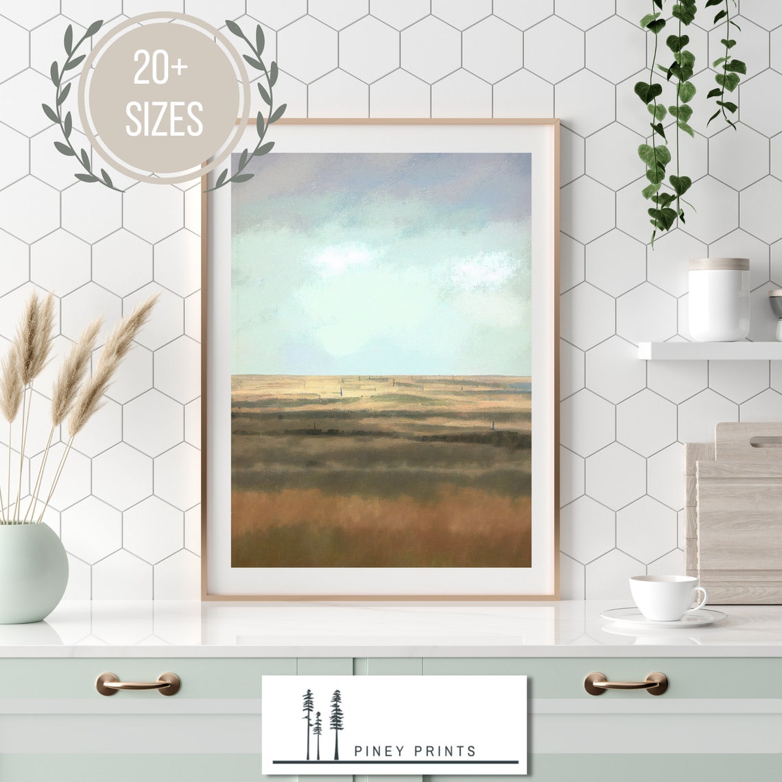 Minimal Abstract Horizon Landscape Muted Neutral Bands Art Poster - Image 3