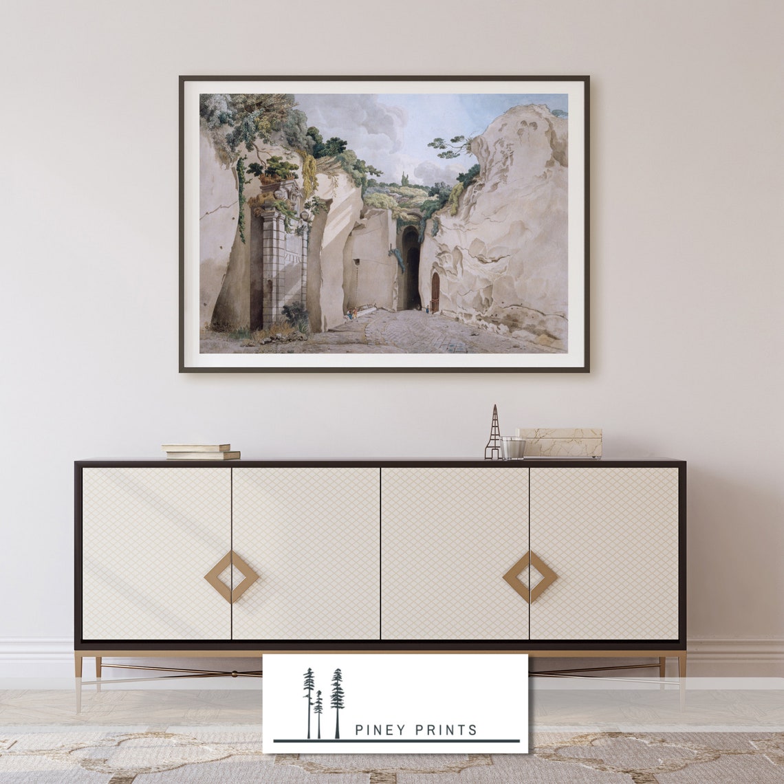 Italian Grotto Rock Archway Vintage Naples Landscape Painting Poster - Image 4