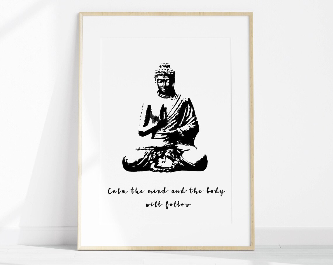 Black And White Buddha Zen Quote Art Print - Image 2