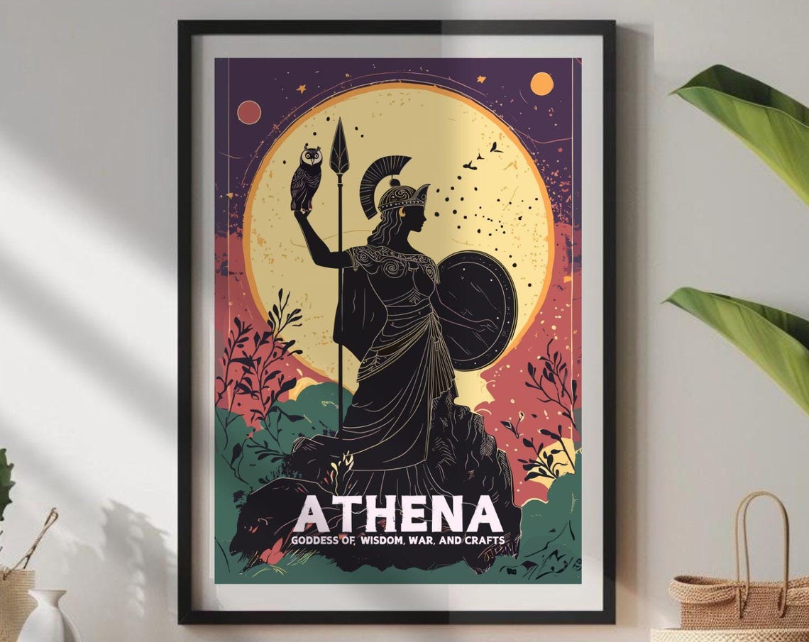 Athena Greek Goddess Poster Art, Mythology Print