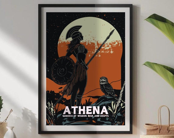 Athena Goddess Art Print, Greek Mythology Poster