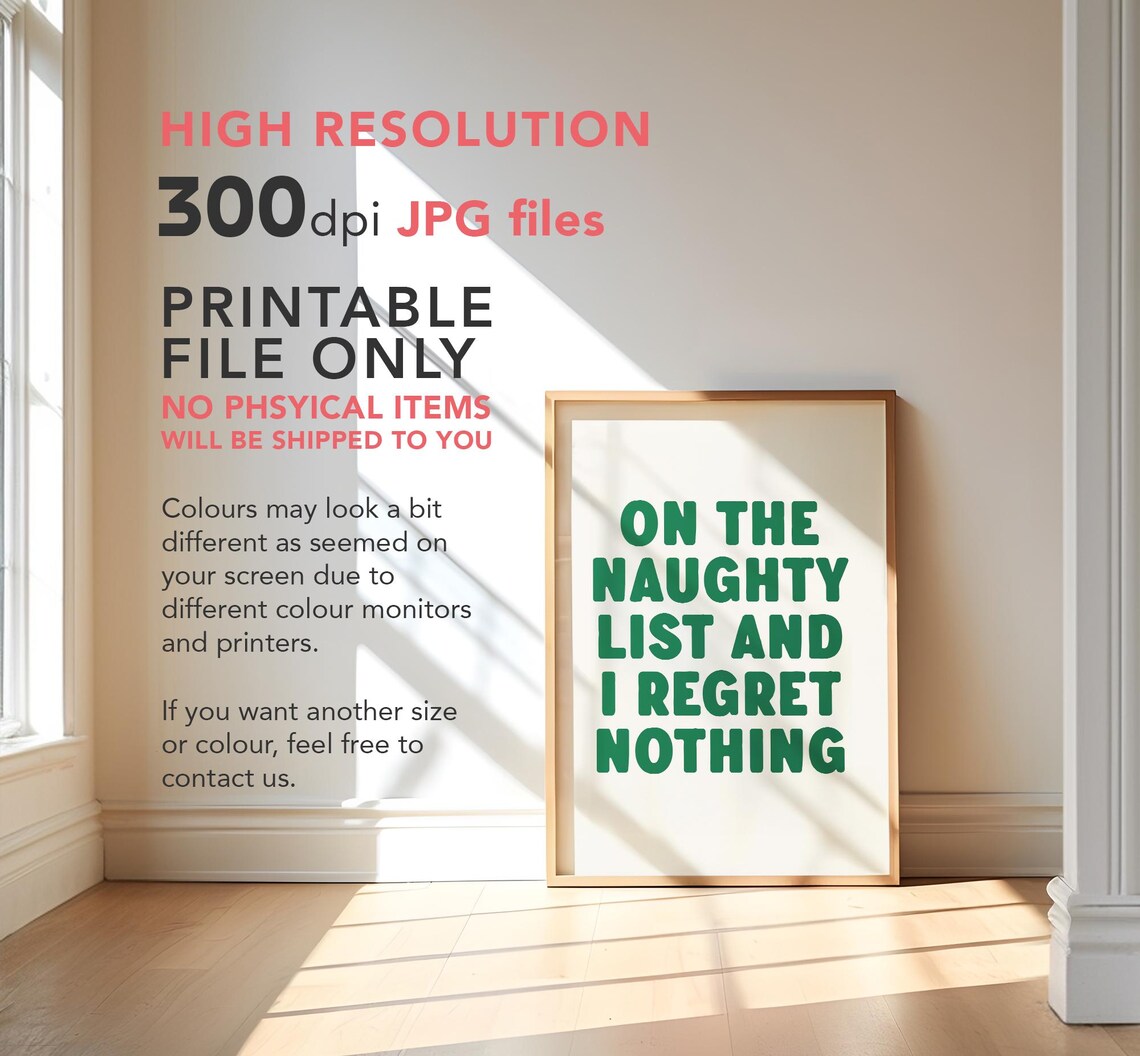 On The Naughty List And I Regret Nothing Funny Christmas Green Poster - Image 3