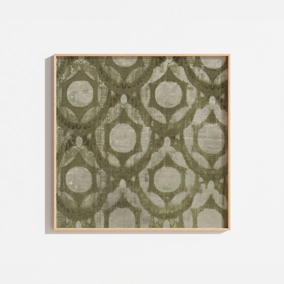 Vintage Square Sage Green Floral Tapestry Art Print