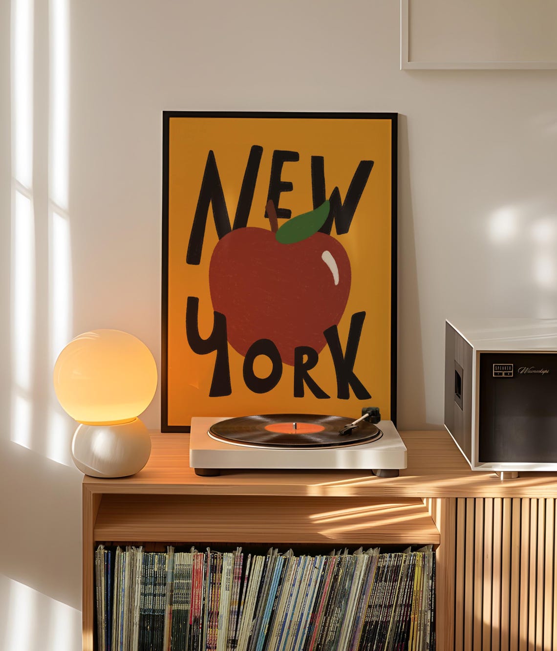 New York Big Apple Retro Orange Typography City Decor Poster