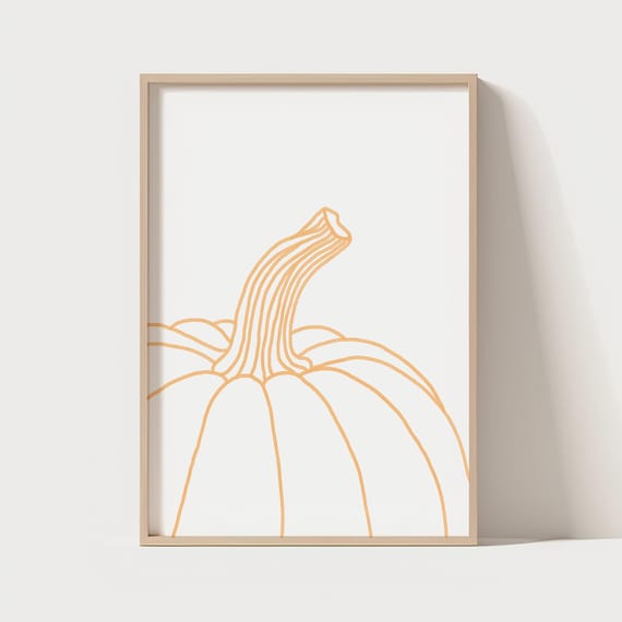 Minimalist Pumpkin Line Art Print Halloween Thanksgiving Day Wall Decor