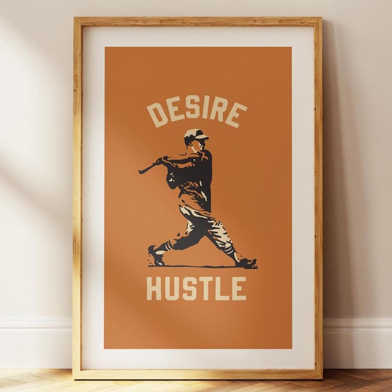 Retro Baseball Hustle Print Sports Poster Baseball Art Kids Room Decor Baseball Gift For Kids Baseball Wall Art Boy Gift