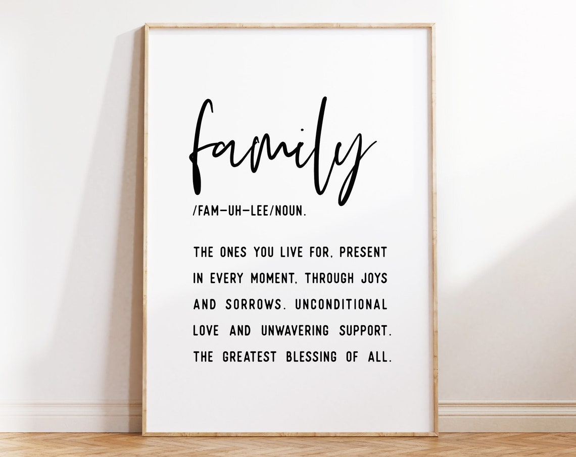Family Quote Wall Art Definition Print Art Printable Wall Art Family Quote Sign Home Decor Living Room House Poster