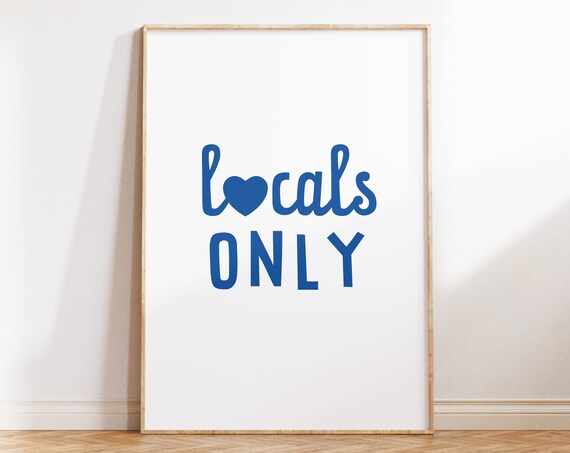 Locals Only Print Coastal Wall Art Printable Minimalist Beach Art Cute Beachy Wall Art Print
