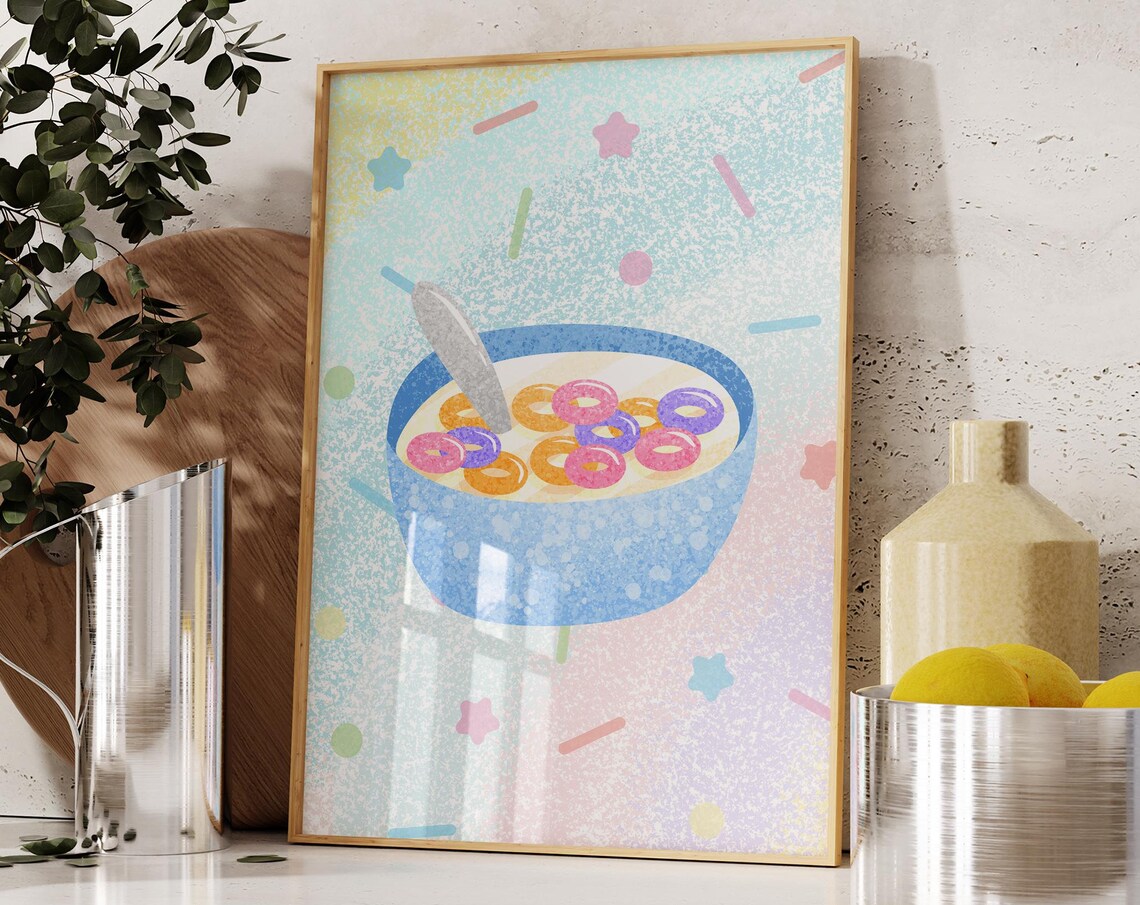 Cereal Bowl Art Print, Aesthetic Kitchen Decor