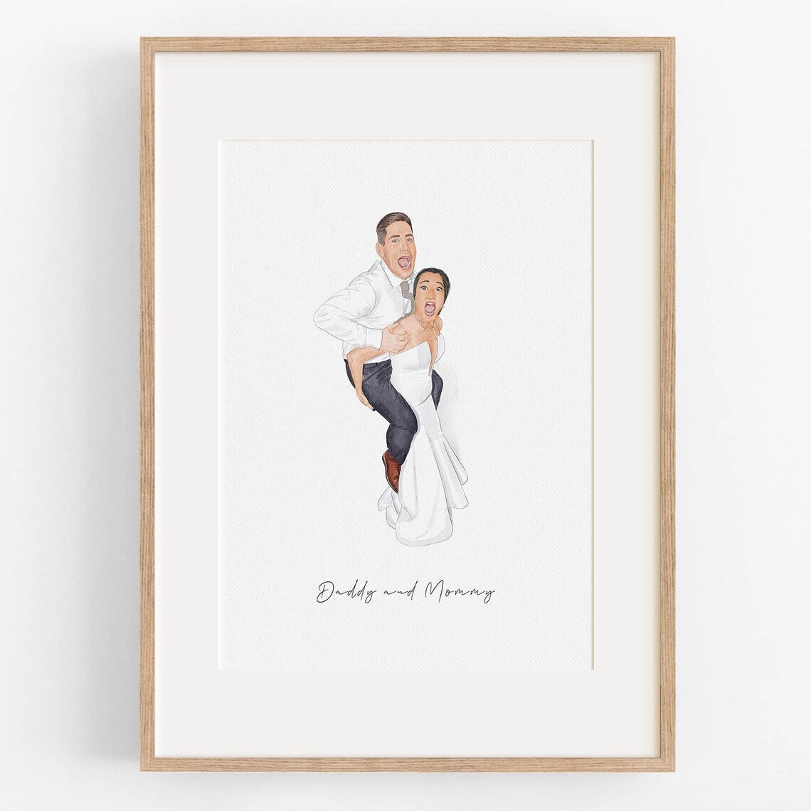 Playful Piggyback Wedding Couple Daddy and Mommy Portrait Poster