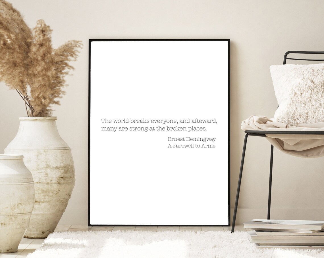Ernest Hemingway A Farewell to Arms Quote Minimalist Typography Print