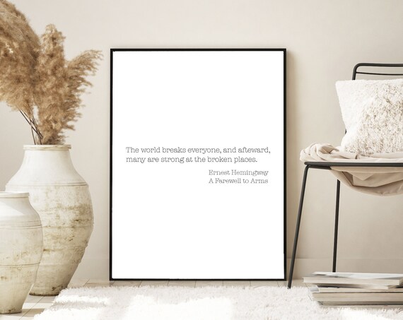 Ernest Hemingway A Farewell to Arms Quote Minimalist Typography Print