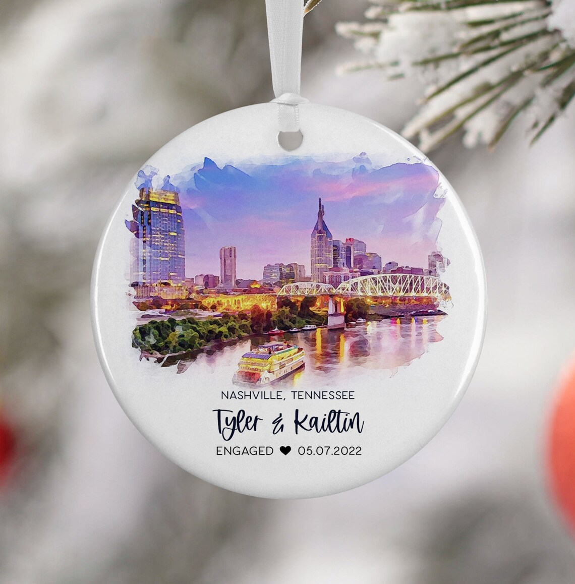 Nashville Tennessee Ornament Watercolor Travel Poster
