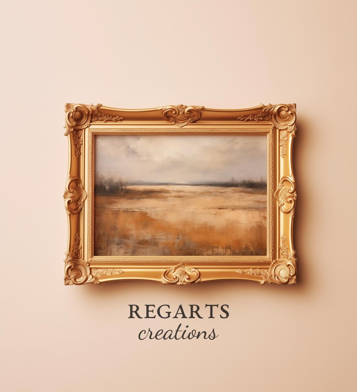 Abstract Landscape Painting Warm Brown Beige Grey Tones Wall Art - Image 3