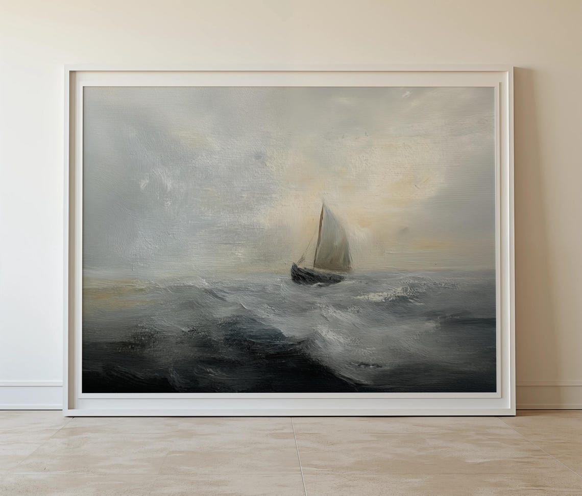 Rustic Ocean Painting Vintage Moody Wall Art Art Regarts - Image 6