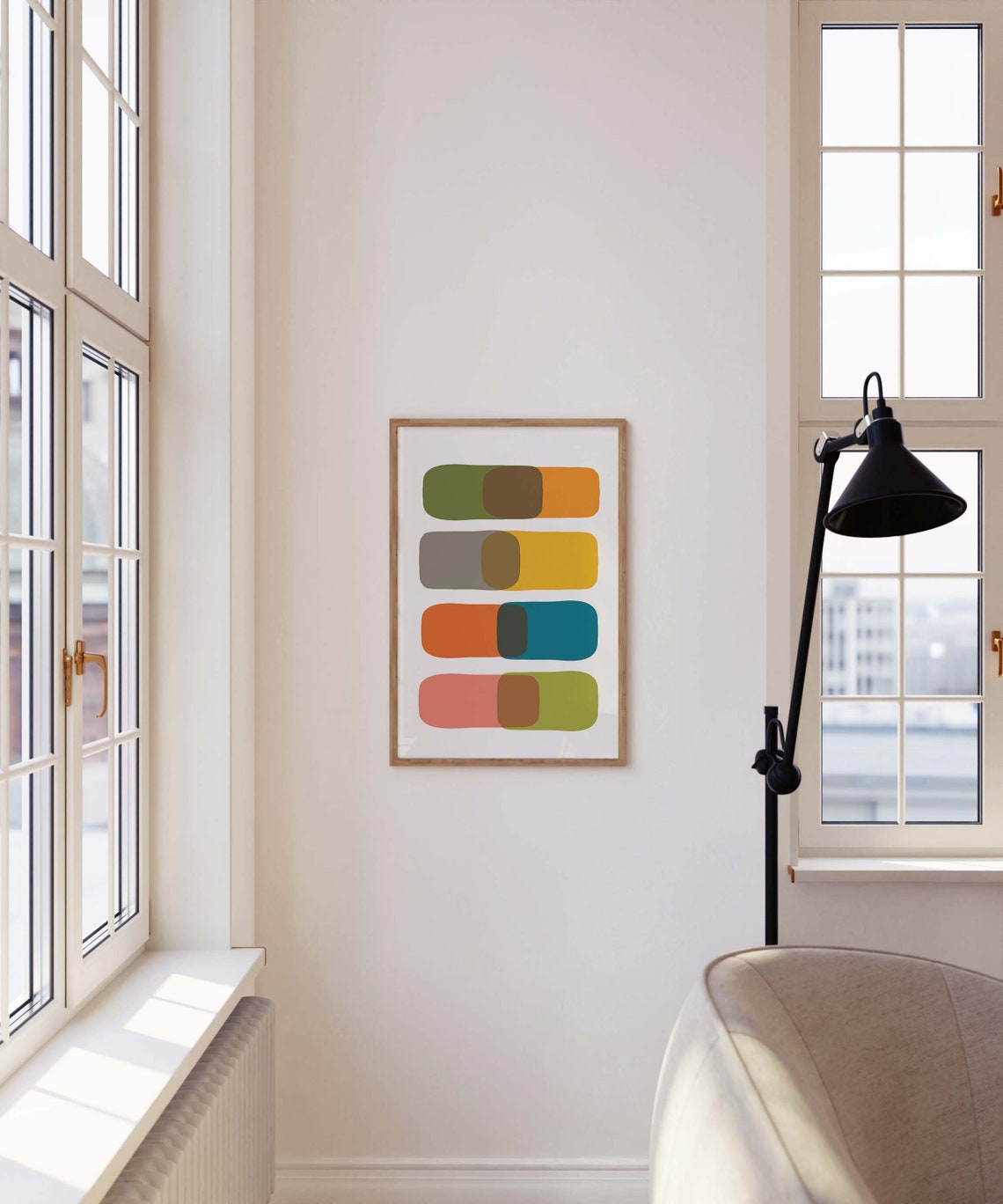 Mid Century Modern Color Block Bars Retro Danish Abstract Print - Image 3