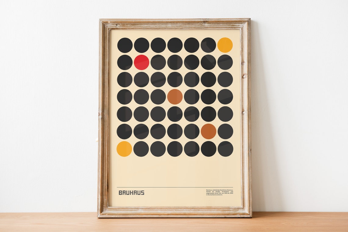 Bauhaus Dot Grid Exhibition Poster Minimalist Circle Geometric Art - Image 3