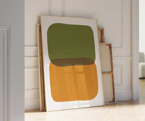 Green Yellow Wall Art Simple Mustard Yellow And Olive Green Poster Nordic Wall Art Scandinavian Print Exhibition Poster