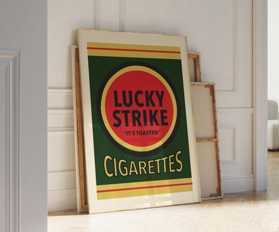 Lucky Strike Poster Cigarette Poster Advertisement Poster Vintage Cigarettes Bar Cart Art Cigarette Art Poster Print