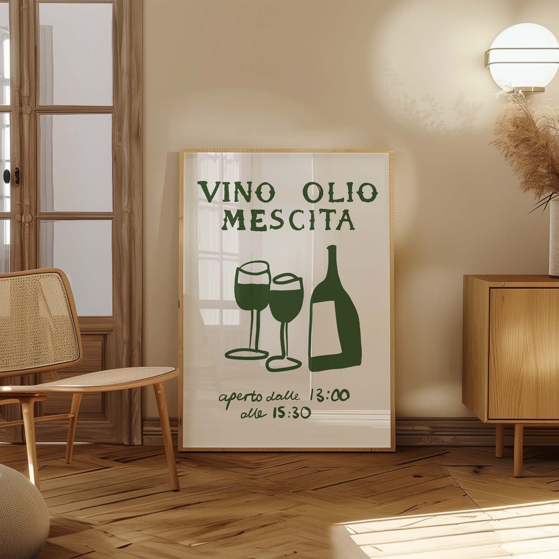 Vino Olio Mescita Green Wine Bar Italian Typography Kitchen Poster - Image 3