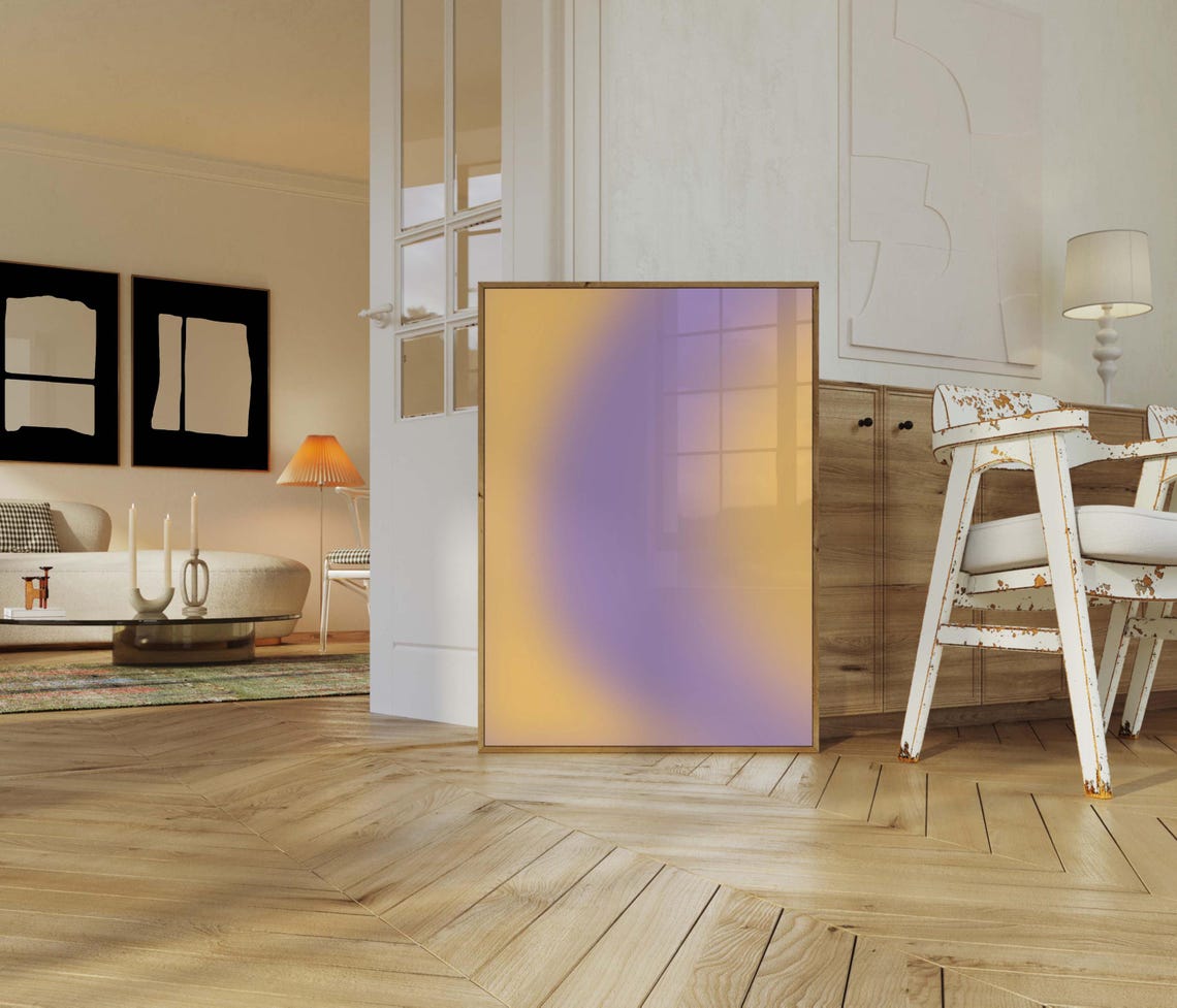 Purple Orange Poster Purple Aura Wall Art Gradient Aura Prints Aura Soft Gradient Soft Girl Aesthetic Pastel Art - Image 2