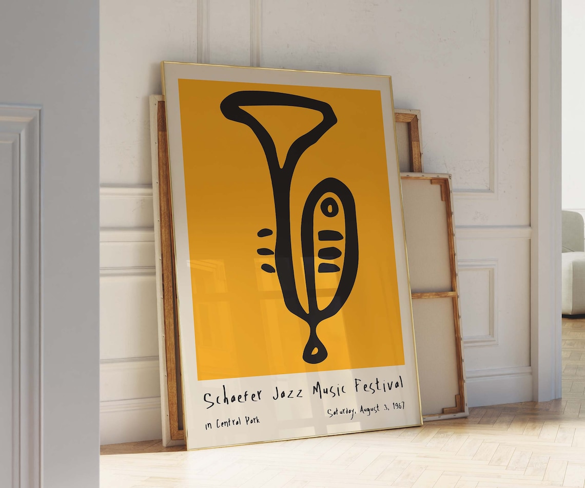 Schaefer Jazz Music Festival 1967 Trumpet Central Park Poster - Image 3