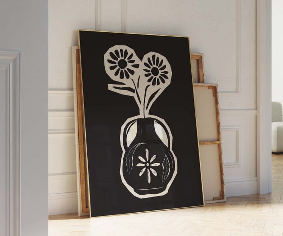 Moody Botanical Art Print Organic Shapes Large Abstract Print Abstract Botanical Neutral Botanical Black Wall Art