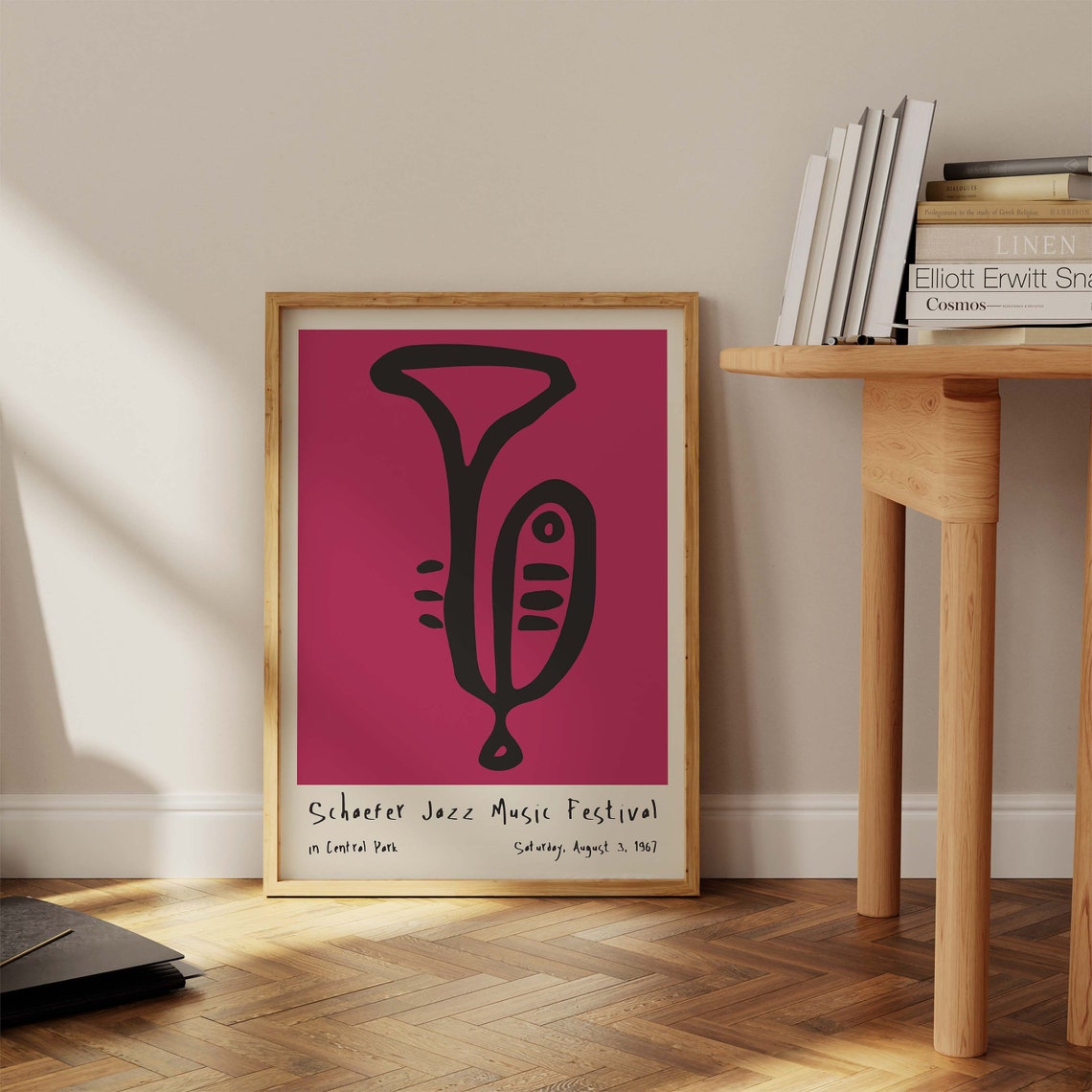 Magenta Wall Art Jazz Art Nyc Central Park Jazz Festival Trumpet Exhibition Poster Retro Jazz Poster Jazz Art Contemporary Poster - Image 2