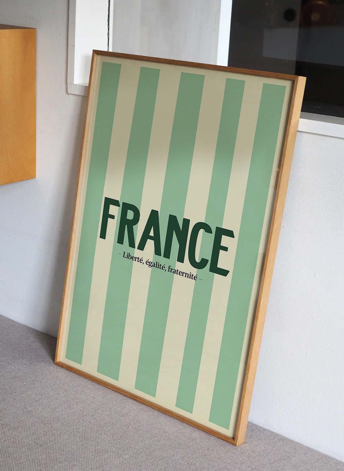 France Liberte Egalite Fraternite Green Striped Minimalist Poster - Image 3