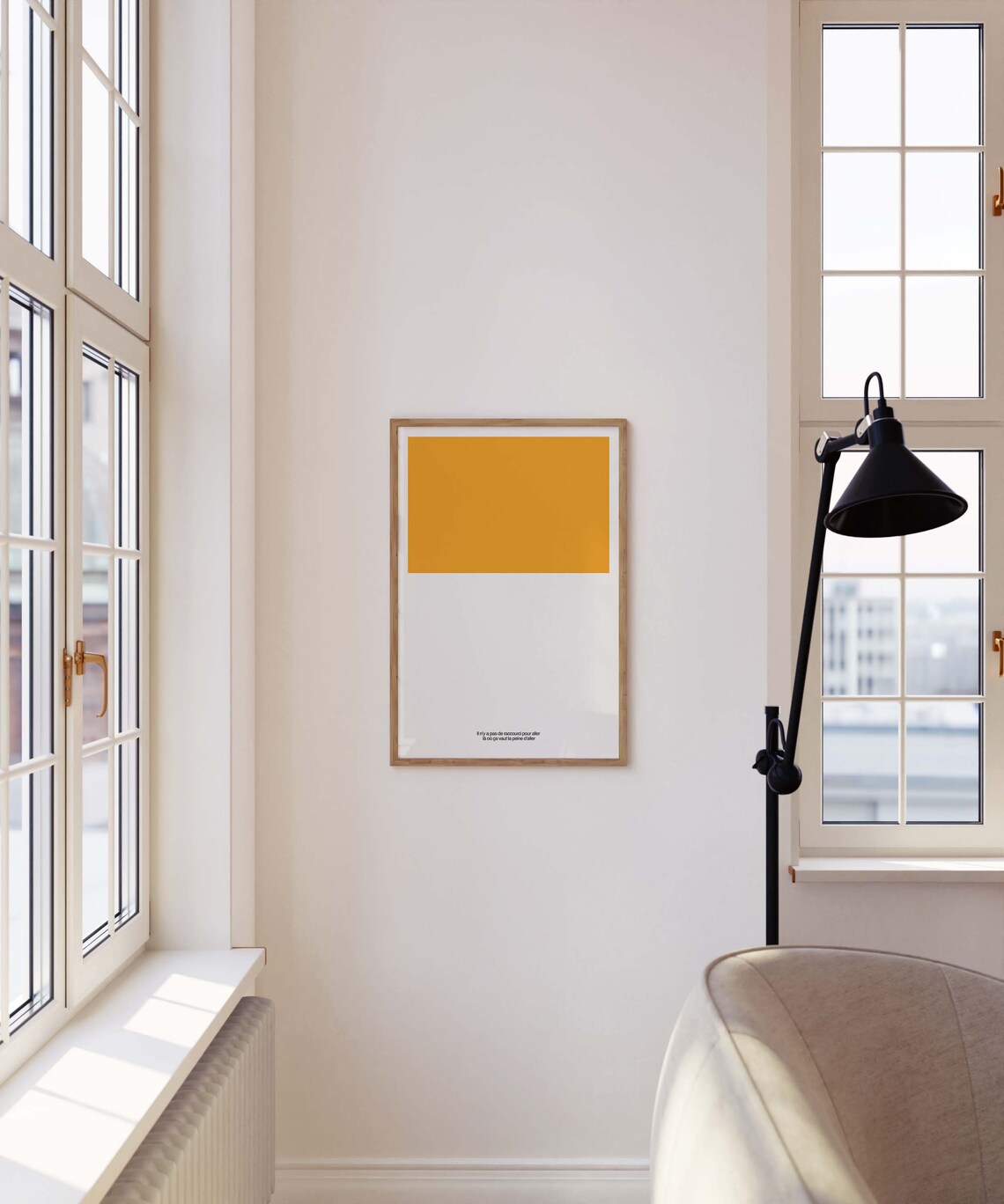 French Quote No Shortcut Minimalist Orange Color Block Art Poster - Image 2