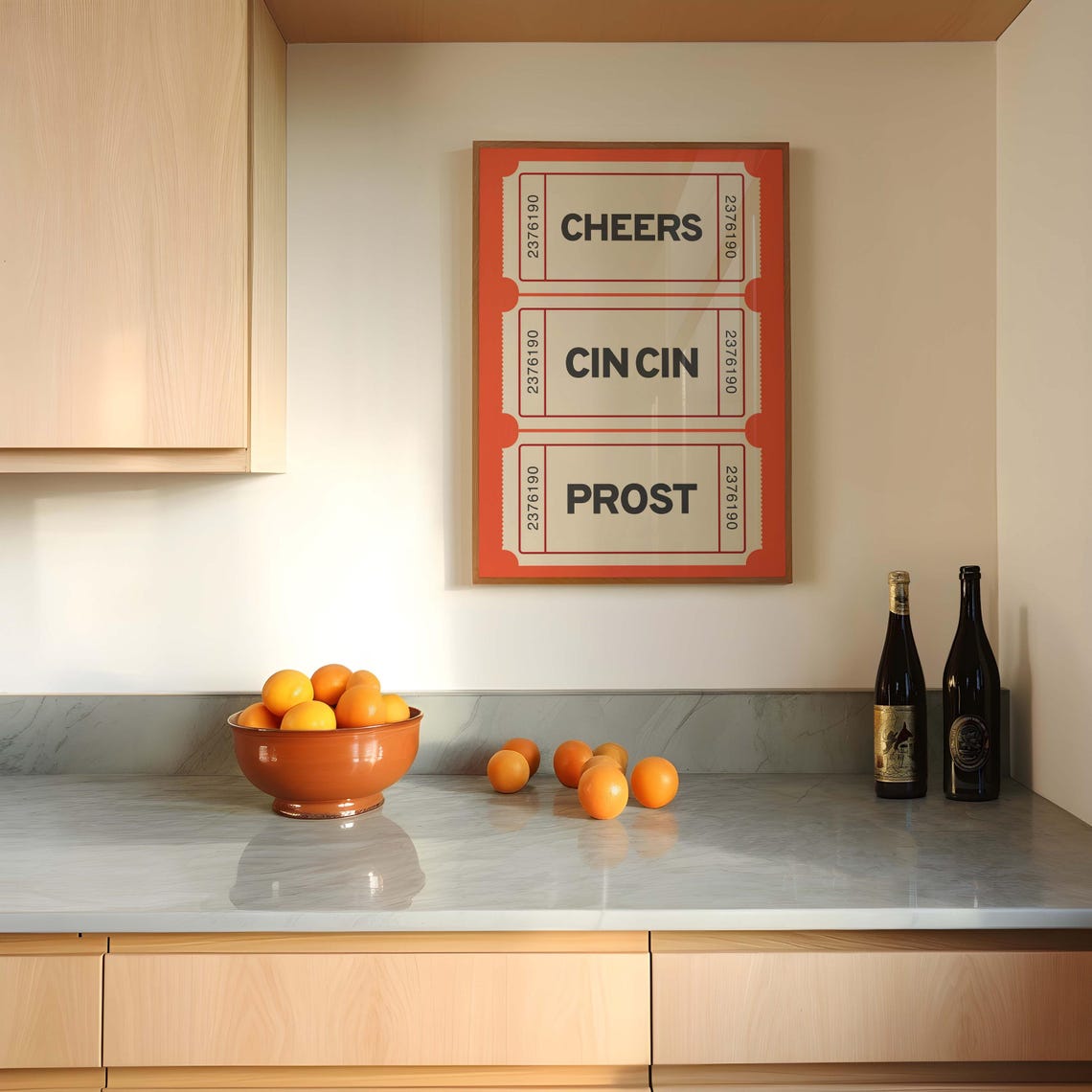 Cheers Cin Cin Prost Red Vintage Ticket Bar Cart Party Art Poster - Image 2