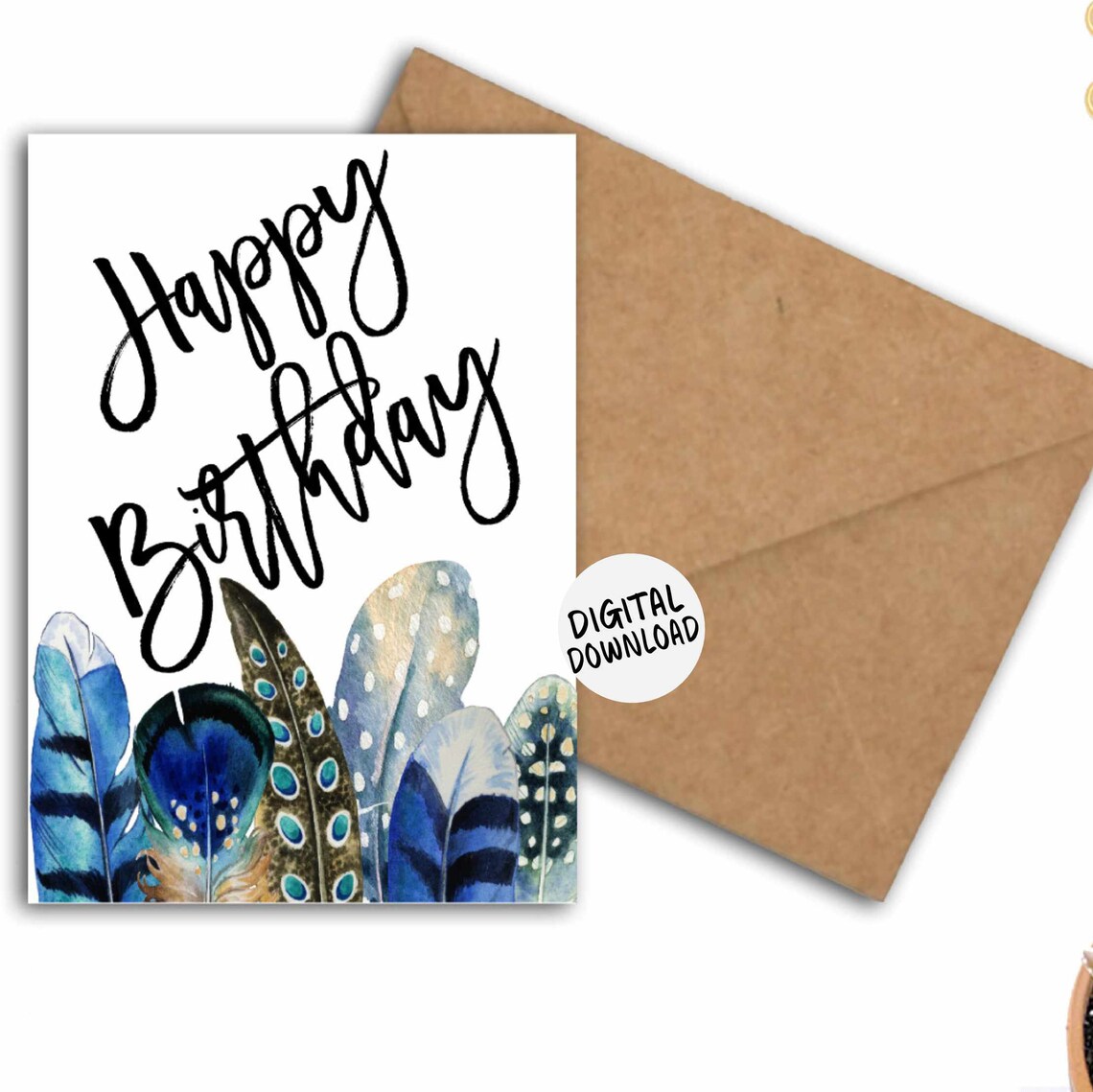 Watercolor Feathers Birthday Wishes Art Print