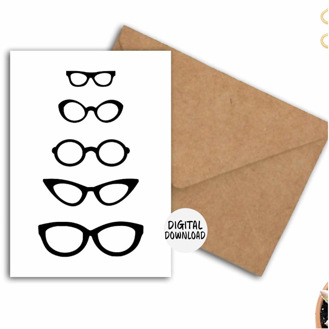 Black Eyeglass Frames Silhouette Optometrist Greeting Card Poster