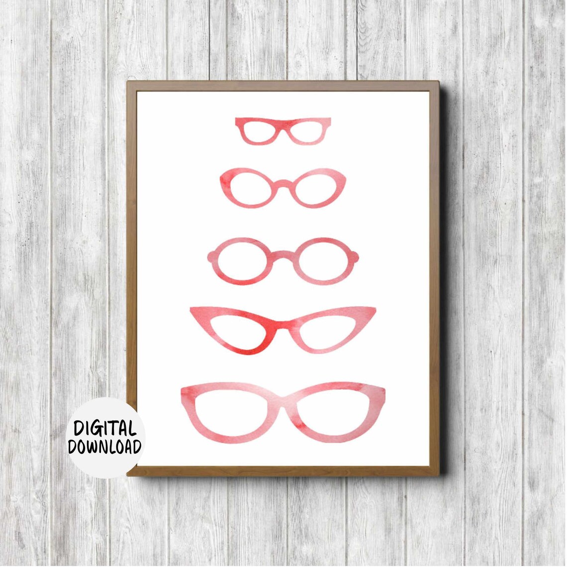 Eyeglasses Coral Watercolor Art Print, Optometrist Gift