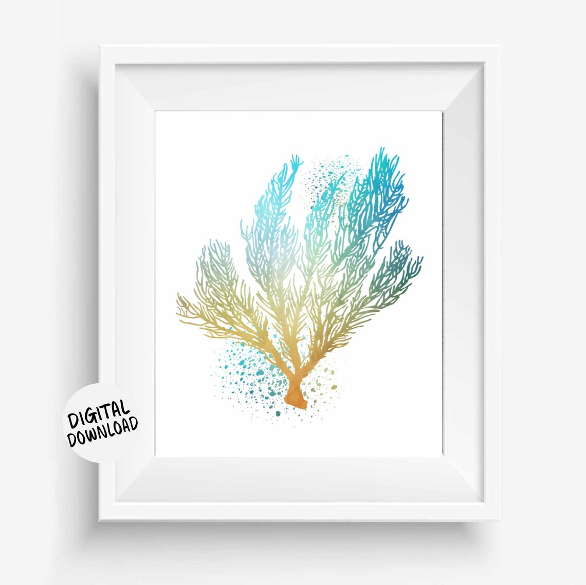 Watercolor Sealife Wall Art, Sea Coral Poster