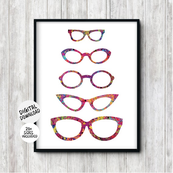 Optometry Wall Art With Eye Glasses Optician Gift Or Office Decor Paint Splatter Texture Spectacles Poster Quirky Fashion Eyewear Print
